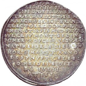 Аверс монеты Бранденбург-Пруссия, 1 талер, 1660, Смерть матери Фридриха Вильгельма, Елизаветы Шарлотты