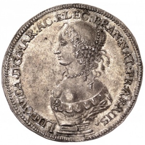 Аверс монеты Бранденбург-Пруссия, 1 талер, 1667, Смерть жены Фридриха Вильгельма, Луизы Генриетты