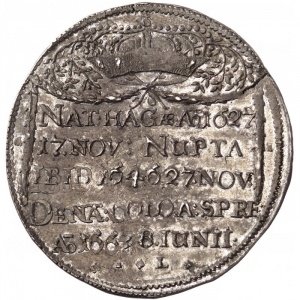 Реверс монеты Бранденбург-Пруссия, 1 талер, 1667, Смерть жены Фридриха Вильгельма, Луизы Генриетты