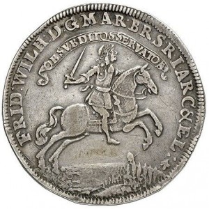 Аверс монеты Бранденбург-Пруссия, 1 талер, 1675, Победа в битве при Фербеллине /надпись на реверсе, лошадь справа/