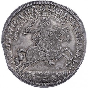 Аверс монеты Бранденбург-Пруссия, 1 талер, 1675, Победа в битве при Фербеллине /ангел в шлеме на реверсе, "F BELLIN V…