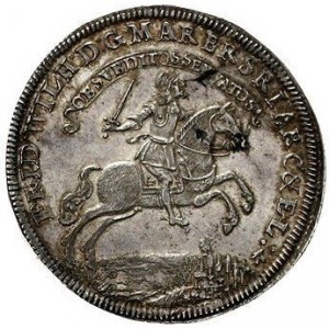 Аверс монеты Бранденбург-Пруссия, 2 талера, 1675, Победа в битве при Фербеллине /надпись на реверсе/
