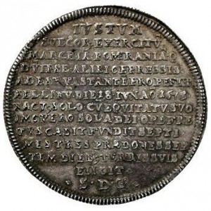 Реверс монеты Бранденбург-Пруссия, 2 талера, 1675, Победа в битве при Фербеллине /надпись на реверсе/