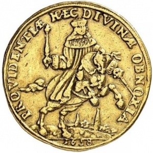 Аверс монеты Бранденбург-Пруссия, 10 дукатов, 1658, Достижение суверенитета над Восточной Пруссией