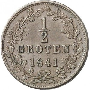 Реверс монеты Бремен, ½ гротена, 1841