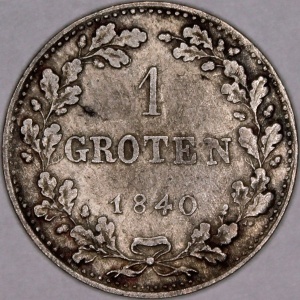 Реверс монеты Бремен, 1 гротен, 1840