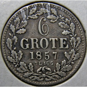 Реверс монеты Бремен, 6 гротенов, 1857