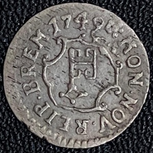 Реверс монеты Бремен, 1 гротен, 1749