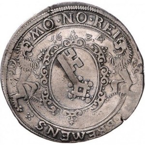 Аверс монеты Бремен, 1 талер, 1624, Ключ на щите на аверсе, длинное имя: "FERDINANDVS"