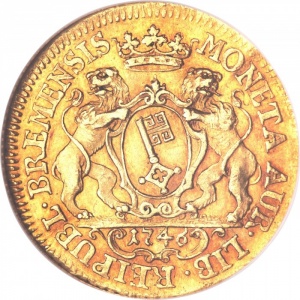 Аверс монеты Бремен, 1 дукат, 1745-1746