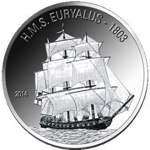 Реверс монеты Буркина-Фасо, 1000 франков, 2014, HMS Euryalus