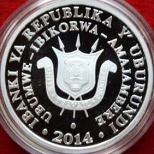 Реверс монеты Бурунди, 5000 франков, 2014, 50 лет Центральному Банку