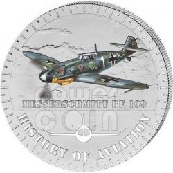 Реверс монеты Бурунди, 5000 франков, 2015, История авиации - Мессершмитт BF-109