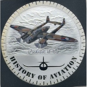 Реверс монеты Бурунди, 5000 франков, 2015, История авиации - Прага E-51