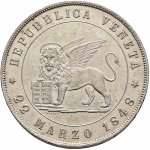 Аверс монеты Венеция, 5 лир, 1848