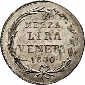Реверс монеты Венеция, ½ лиры, 1800