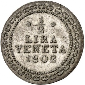 Реверс монеты Венеция, ½ лиры, 1802