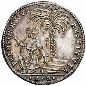 Реверс монеты Венеция, 1 озелла, 1688, Завоевание Мореи