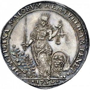 Реверс монеты Венеция, 1 озелла, 1730