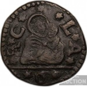 Аверс монеты Венеция, 6 багаттино, 1680, Мадонна и младенец