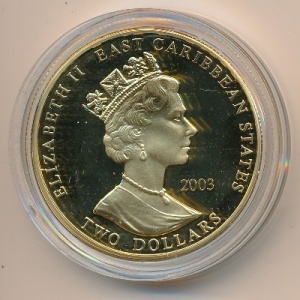 Аверс монеты Восточные Карибы, 2 доллара, 2003, Британские полководцы - Бернард Лоу Монтгомери