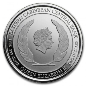 Аверс монеты Восточные Карибы, 2 доллара, 2018, Восточные Карибы - Антигуа и Барбуда