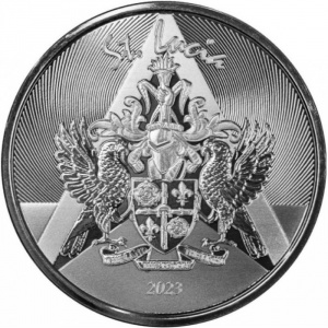 Реверс монеты Восточные Карибы, 2 доллара, 2023, Восточные Карибы - Сент-Люсия