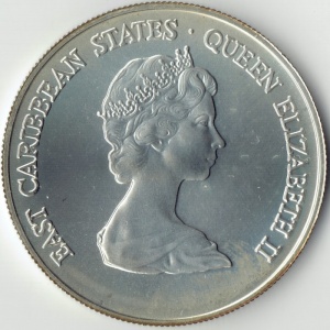 Аверс монеты Восточные Карибы, 50 долларов, 1981, Всемирный год инвалидов