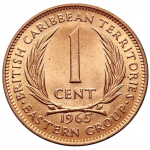 Реверс монеты Восточные Карибы, 1 цент, 1955-1965