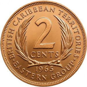 Реверс монеты Восточные Карибы, 2 цента, 1955-1965