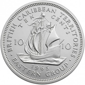 Реверс монеты Восточные Карибы, 10 центов, 1955-1965