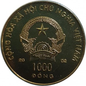 Аверс монеты Вьетнам, 1000 донгов, 2002, Китайский гороскоп - год лошади