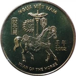 Реверс монеты Вьетнам, 1000 донгов, 2002, Китайский гороскоп - год лошади