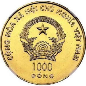 Аверс монеты Вьетнам, 1000 донгов, 2003, Китайский гороскоп - год козы