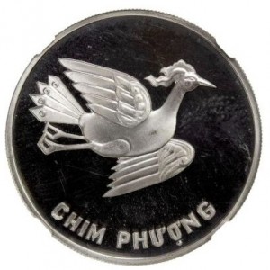 Реверс монеты Вьетнам, 5 донгов, 1989, Феникс