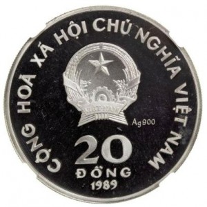 Аверс монеты Вьетнам, 20 донгов, 1989, 100 лет со дня рождения Хо Ши Мина