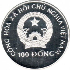 Аверс монеты Вьетнам, 100 донгов, 1990, XVI зимние Олимпийские Игры, Альбервиль 1992