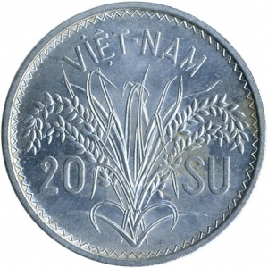 Реверс монеты Вьетнам, 20 су, 1953