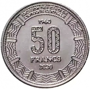 Реверс монеты Габон, 50 франков, 2020, 60 лет независимости