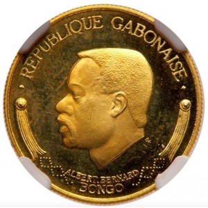 Аверс монеты Габон, 1000 франков, 1969, Альберт Бернард Бонго