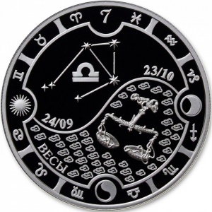 Реверс монеты Габон, 1000 франков, 2014, Знаки зодиака - Весы