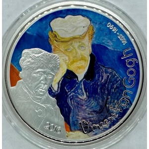 Реверс монеты Габон, 1000 франков, 2016, Винсент ван Гог - Портрет доктора Гаше