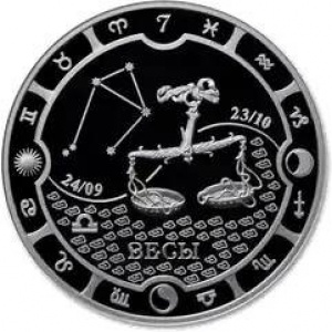 Реверс монеты Габон, 2000 франков, 2014, Знаки зодиака - Весы