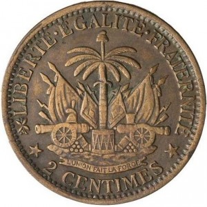 Реверс монеты Гаити, 2 сантима, 1881