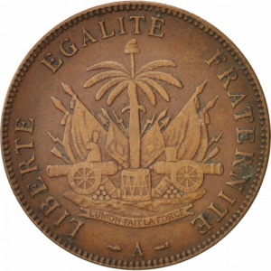 Реверс монеты Гаити, 2 сантима, 1886-1894