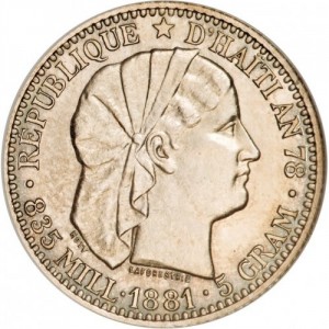 Аверс монеты Гаити, 20 сантимов, 1881-1895