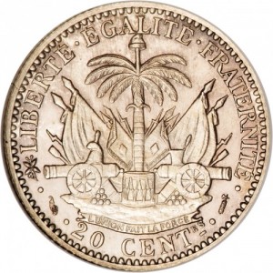 Реверс монеты Гаити, 20 сантимов, 1881-1895
