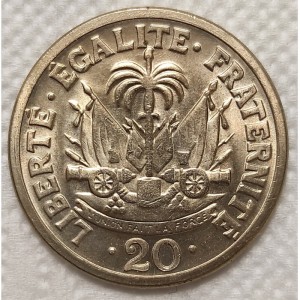 Реверс монеты Гаити, 20 сантимов, 1956