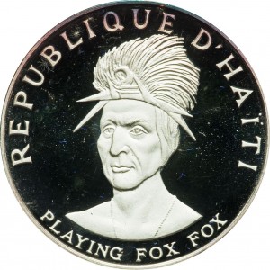 Реверс монеты Гаити, 10 гурдов, 1971, Вожди Сиу - Playing Fox Fox