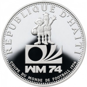 Аверс монеты Гаити, 25 гурдов, 1973, Чемпионат мира по футболу 1974
